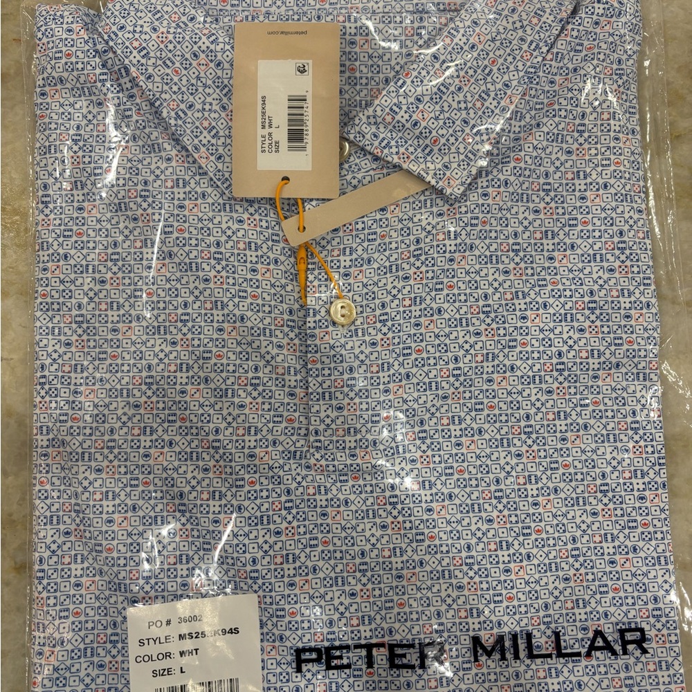 New in Bag Peter Millar Dice Summer Comfort Polo Large